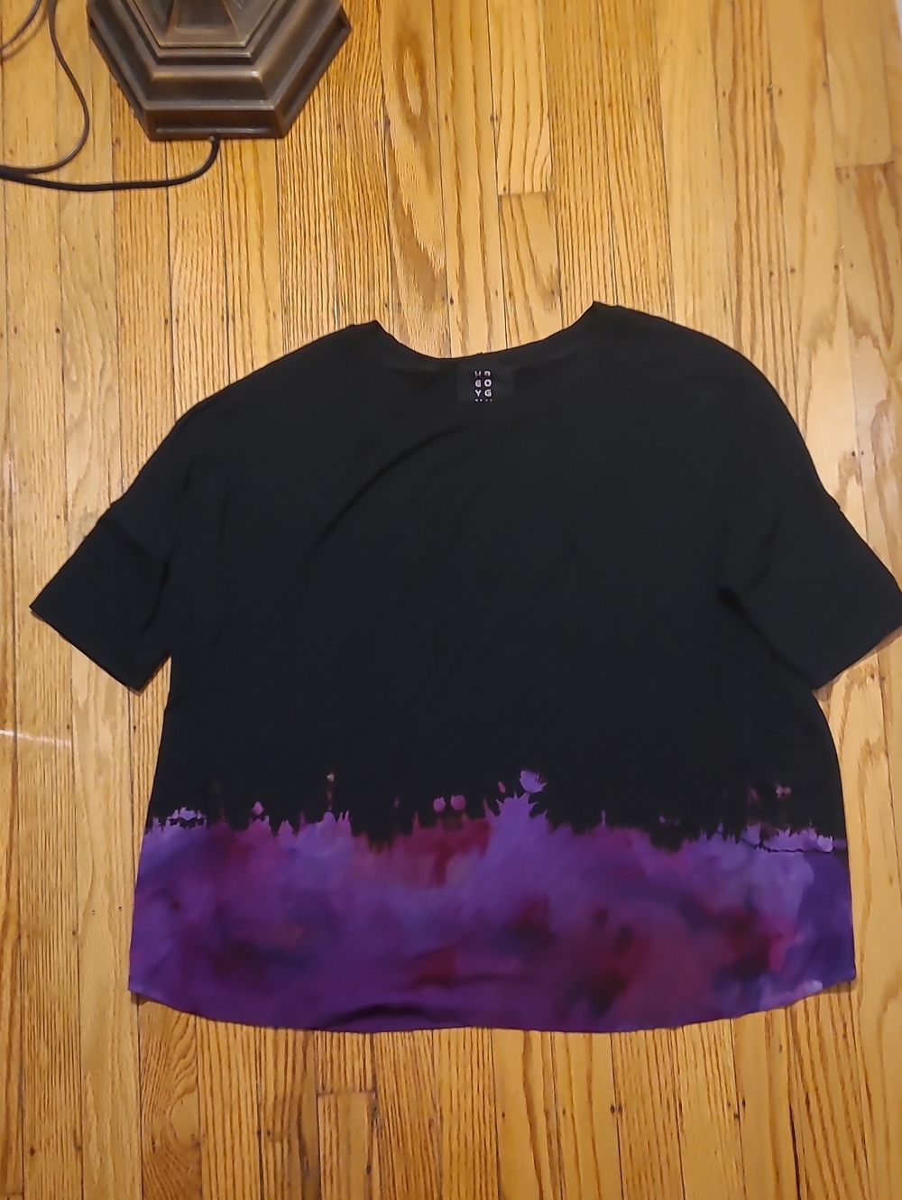 Black & Purple Tie-Dye Hem Women’s Top